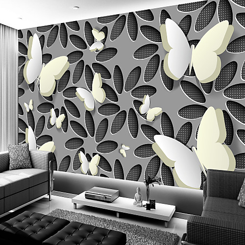 

3D Art Hollow and White Butterfly Large Wall Covering Mural Wallpaper Fit Bedroom Restaurant Art