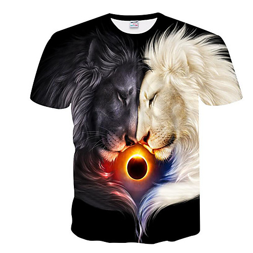 

Men's T shirt Geometric Print Short Sleeve Daily Tops Basic Black