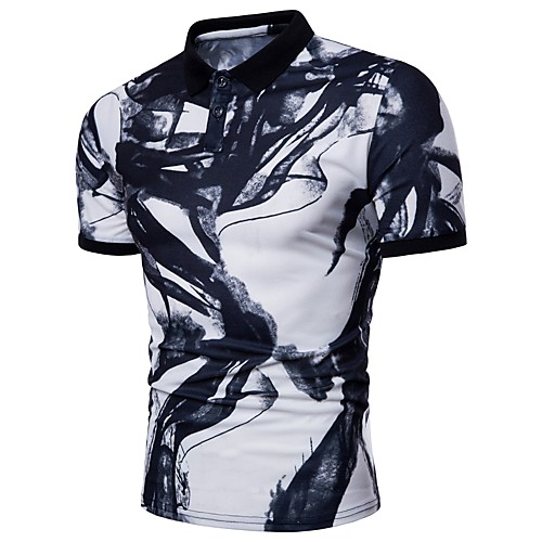

Men's Plus Size Print Polo Basic Daily Shirt Collar White / Black / Blue / Red / Summer / Short Sleeve