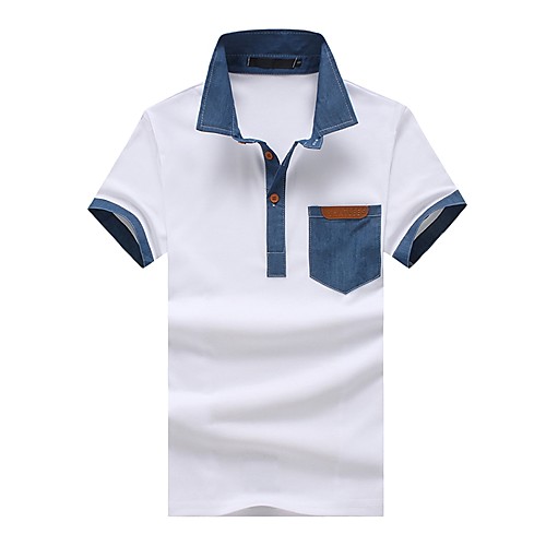 

Men's Polo Color Block Geometric Patchwork Short Sleeve Daily Tops Cotton Streetwear White Black