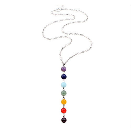 

Women's Crystal Amethyst Pendant Necklace Long Necklace Cheap Simple Sweet Colorful energy Stainless Steel Stone Steel Rainbow Necklace Jewelry For Gift Daily