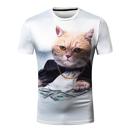

Men's T shirt Geometric Short Sleeve Daily Tops Basic Streetwear White