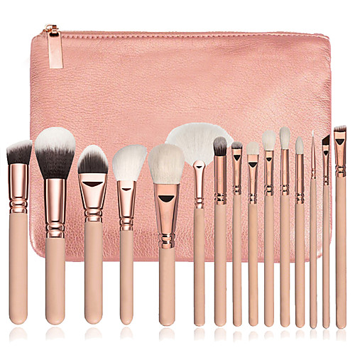 

Professional Makeup Brushes Makeup Brush Set 15pcs Professional Full Coverage Synthetic Hair Wood Makeup Brushes for