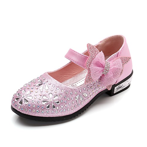 

Girls' Heels Comfort Flower Girl Shoes Halloween Leatherette Little Kids(4-7ys) Big Kids(7years ) Wedding Dress Rhinestone Bowknot Sparkling Glitter Blue Pink Gold Spring / Magic Tape / EU36