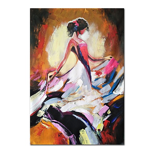 

Oil Painting Hand Painted Vertical Abstract People Comtemporary Modern Stretched Canvas