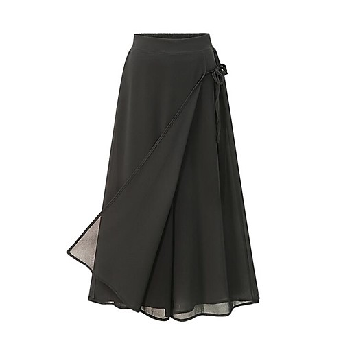 

Women's Street chic Plus Size Daily Weekend Loose Wide Leg Pants - Solid Colored Basic Black XL / XXL / XXXL