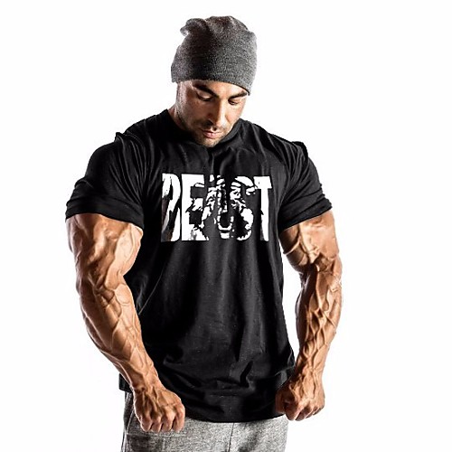 

Men's T shirt Letter Short Sleeve Daily Tops Streetwear White Black Blue