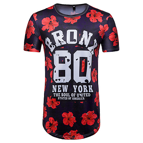 

Men's T shirt Short Sleeve Daily Tops Streetwear Red
