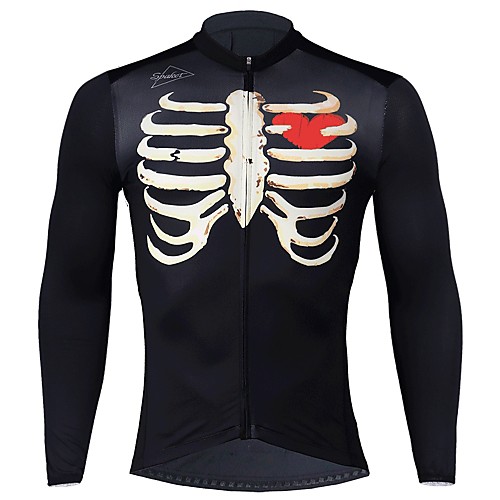 

SPAKCT Men's Long Sleeve Cycling Jersey Winter Fleece Elastane Black Skeleton Bike Jersey Mountain Bike MTB Road Bike Cycling Quick Dry Moisture Wicking Sports Clothing Apparel / Stretchy / Expert