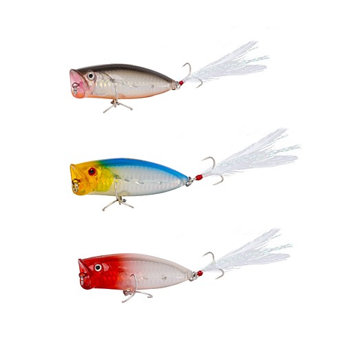 

1 pcs Fishing Lures Popper Feathers Floating Bass Trout Pike Bait Casting Spinning Jigging Fishing