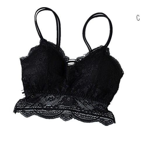 

Women's Lace Wireless Full Coverage Bra Solid Colored Sexy Daily Sports White Black