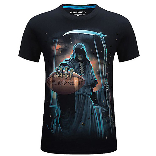 

Men's T shirt Skull Print Short Sleeve Daily Tops Streetwear Black Navy Blue