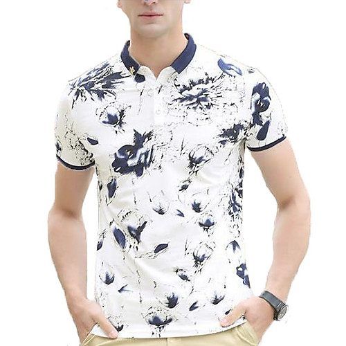 

Men's Polo Floral Short Sleeve Daily Tops Wine Navy Blue