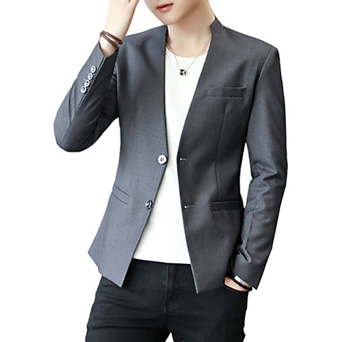 

Black / Wine / Gray Solid Colored Polyester Men's Suit - Stand Collar / Fall / Spring / Long Sleeve