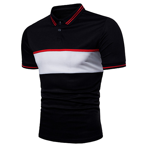 

Men's Polo Color Block Plus Size Short Sleeve Daily Tops Basic White Black Navy Blue