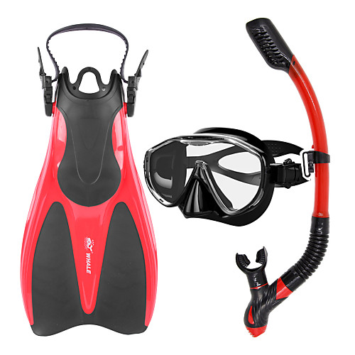 

WHALE Snorkeling Set Diving Package - Diving Mask Diving Fins Snorkel - Anti Fog Adjustable Dry Top Swimming Diving Scuba Silicone Glass Rubber For Adults