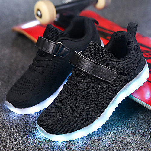 

Boys' Girls' Trainers Athletic Shoes LED Comfort LED Shoes Knit Net Little Kids(4-7ys) Big Kids(7years ) Casual Outdoor Walking Shoes Lace-up Hook & Loop LED Black Blue Pink Fall Spring