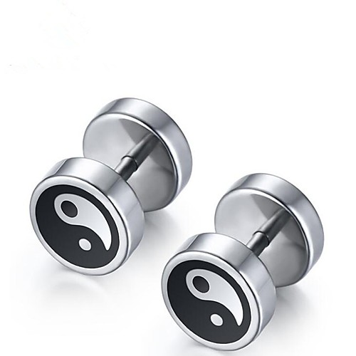 

Men's Stud Earrings Geometrical flat back Ethnic Steel Stainless Earrings Jewelry Silver For Gift Daily