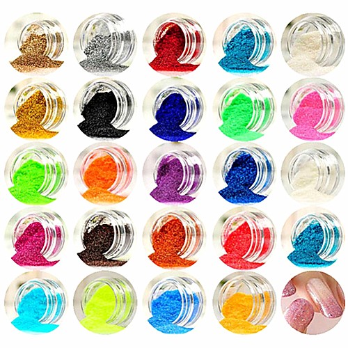 

1pc / 1 set Artificial Nail Tips Glitter Powder Sequins For 24 Colors nail art Manicure Pedicure Sparkle