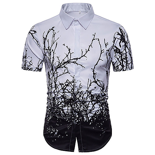 

Men's Shirt Floral Short Sleeve Daily Tops Chinoiserie White