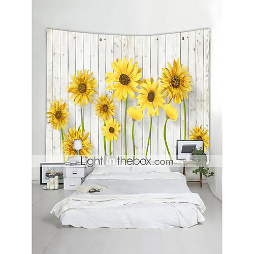 

Wall Tapestry Art Decor Blanket Curtain Picnic Tablecloth Hanging Home Bedroom Living Room Dorm Decoration Still Life Sunflower Plant Floral Flower Wood Board Plank