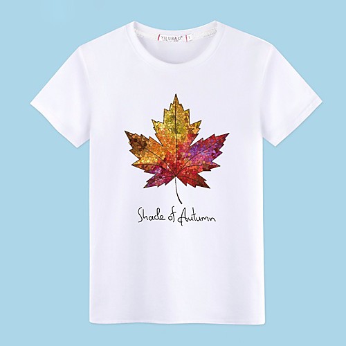 

Men's T shirt Trees / Leaves Print Short Sleeve Daily Tops Cotton Basic White Black Red