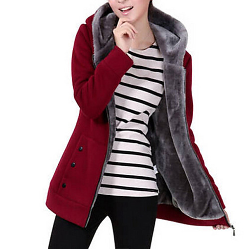 

Women's Solid Colored Basic Winter Daily Long Sleeve Spandex Coat Tops Wine