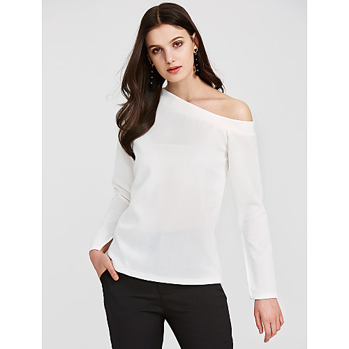

Women's T shirt Solid Colored Pure Color Long Sleeve Daily Tops White