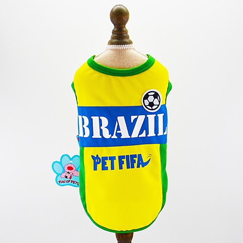 

Dogs Cats Pets Jersey Dog Clothes Yellow Costume Husky Labrador Alaskan Malamute Mesh Color Block Embroidered Slogan Sports & Outdoors Euramerican XS S M L XL XXL