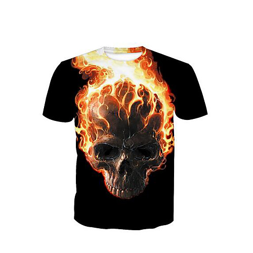 

Men's T shirt Skull Short Sleeve Daily Tops Skull Black