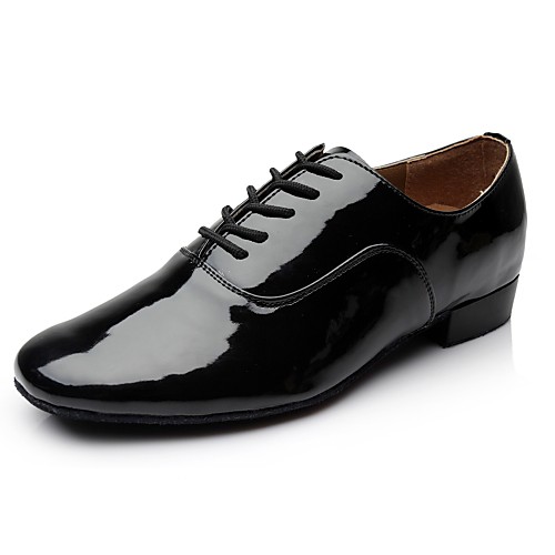 

Men's Dance Shoes Patent Leather Latin Shoes Heel Thick Heel Customizable Black / Performance / Practice