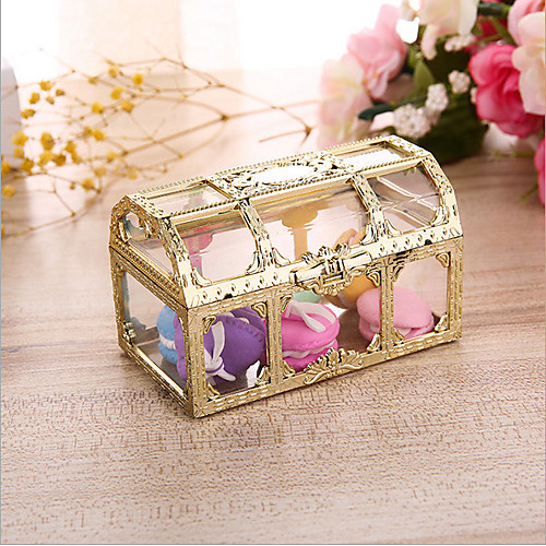 

Cube Plastic Resin Favor Holder with Plaid Favor Boxes - 12