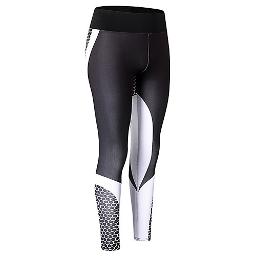 

Women's High Waist Yoga Pants Patchwork Cropped Leggings White Black Spandex Gym Workout Running Fitness Sports Activewear High Elasticity