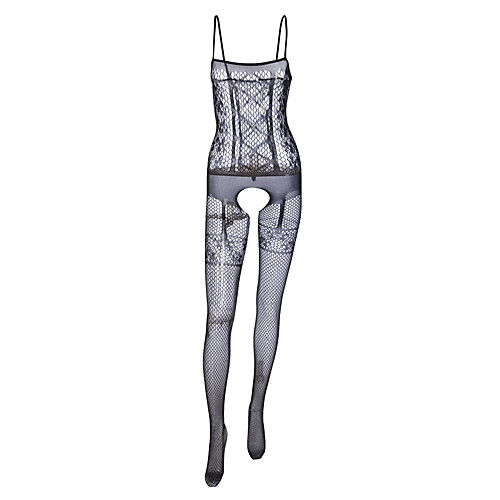

Women's Plus Size Sexy Teddy Nightwear - Mesh Solid Colored Black One-Size / Strap