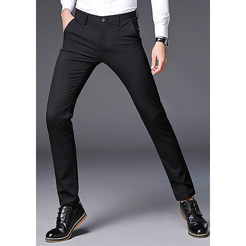 

Men's Daily Dress Pants Pants Solid Colored Full Length Black