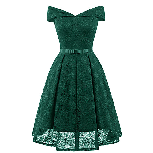

Women's Swing Dress Knee Length Dress Blushing Pink Wine Green Navy Blue Beige Short Sleeve Solid Colored Spring Summer Deep V Off Shoulder Vintage Off Shoulder S M L XL XXL