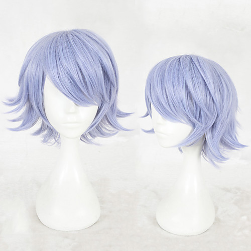

Synthetic Wig Straight Layered Haircut Wig Short Purple Synthetic Hair Men's Natural Hairline Purple