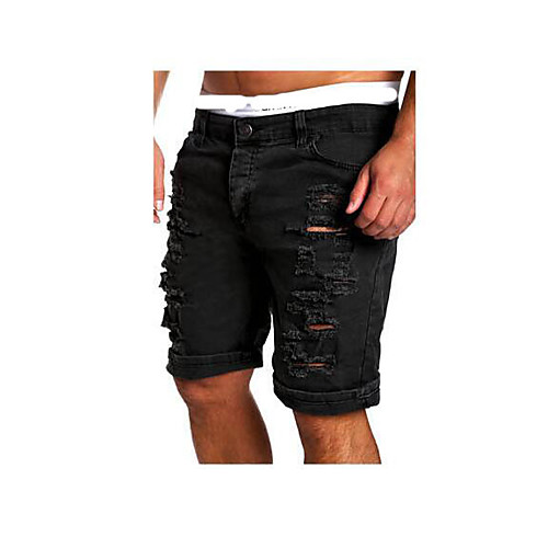 

Men's Chinoiserie Cotton Daily Skinny Shorts Pants Solid Colored Knee Length White Black Blue / Summer
