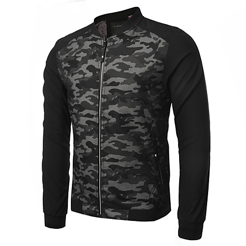 

Men's Basic Jackets Camo / Camouflage Basic Fall Jacket Regular Daily Long Sleeve Polyester Coat Tops Blue