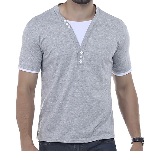 

Men's T shirt Color Block Plus Size Patchwork Short Sleeve Daily Tops Basic Black Red Royal Blue