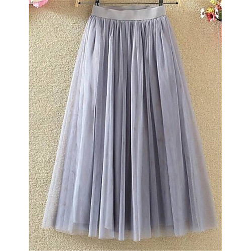 

Women's Going out Tutus A Line Skirts - Solid Colored Mesh / Tulle / Long White Black Gray M L XL