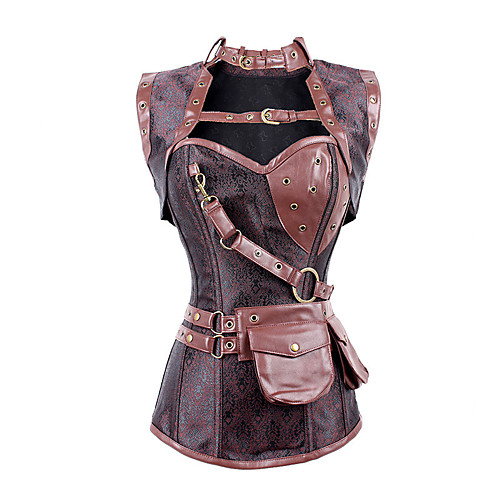 

Outlander Steampunk Corset Women's Costume Black / Red / Gray Vintage Cosplay Sleeveless
