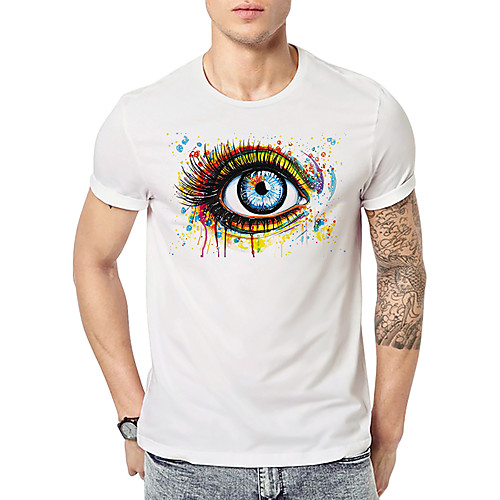 

Men's T shirt Color Block Short Sleeve Daily Tops Basic Streetwear White