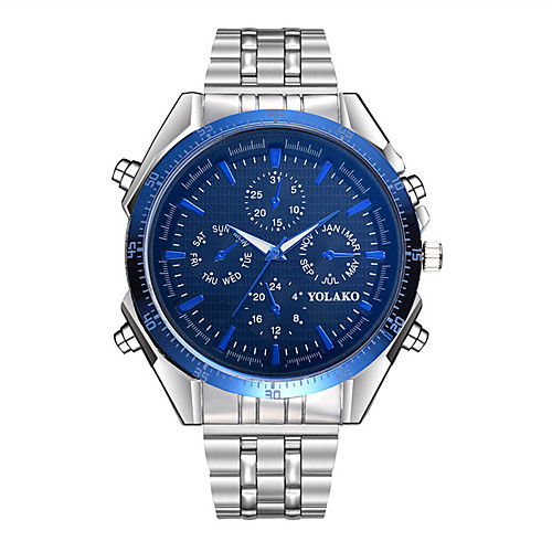 

Men's Casual Watch Quartz Oversized Stainless Steel Silver Large Dial Analog Fashion - Black / Blue Navy / Blue Navy / White