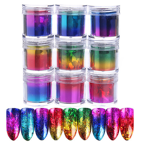 

9 pcs Artificial Nail Tips Full Nail Stickers nail art Manicure Pedicure Colorful Nail Decals Wedding / Party / Dailywear
