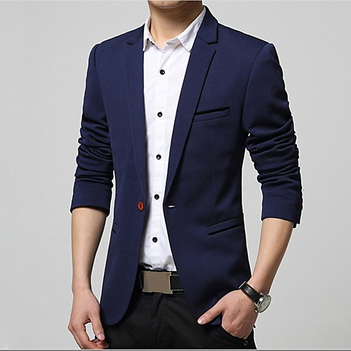 

Black / Wine / Khaki Solid Colored Cotton / Polyester Men's Suit - Shirt Collar / Fall / Spring / Long Sleeve / Work / Plus Size
