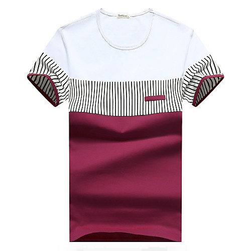 

Men's T shirt Striped Short Sleeve Daily Tops Cotton Basic White Blue Red