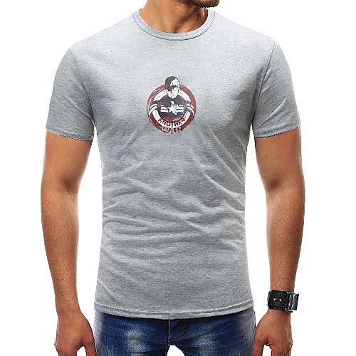 

Men's T shirt Portrait Plus Size Print Short Sleeve Daily Tops Basic White Black Gray