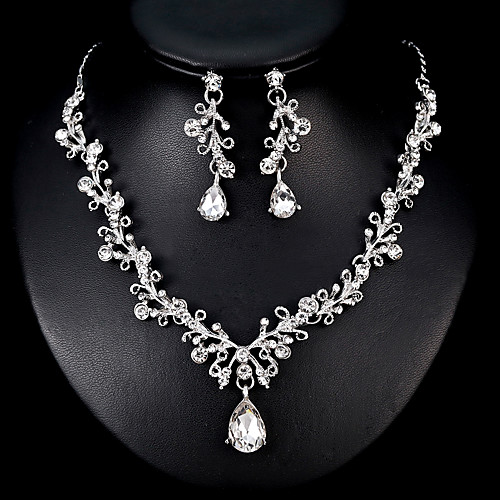 

Women's Jewelry Set Bridal Jewelry Sets Tassel Fringe Precious Pear Fashion Silver Plated Earrings Jewelry Silver For Christmas Wedding Halloween Party Evening Gift 1 set