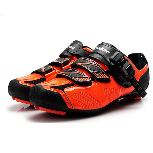 

Tiebao Road Bike Shoes Carbon Fiber Anti-Slip Cycling Black / Orange Men's Cycling Shoes / Hook and Loop